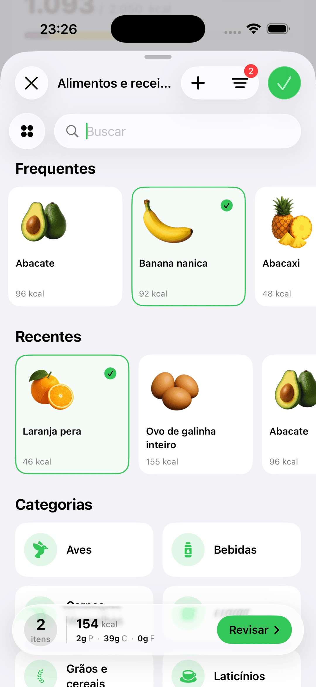 Tela de alimentos e receitas do Bacuri