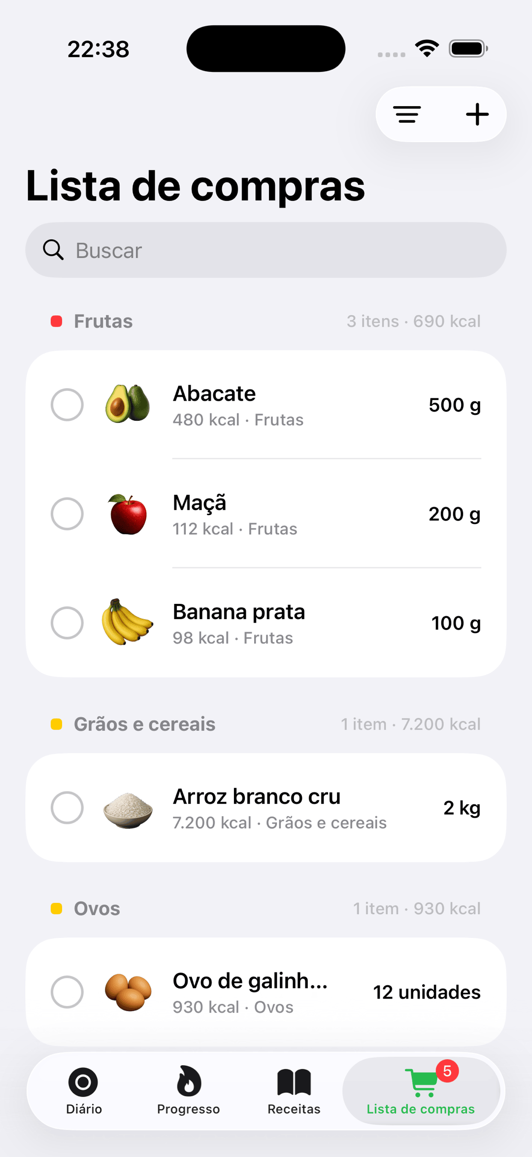Lista de compras do Bacuri