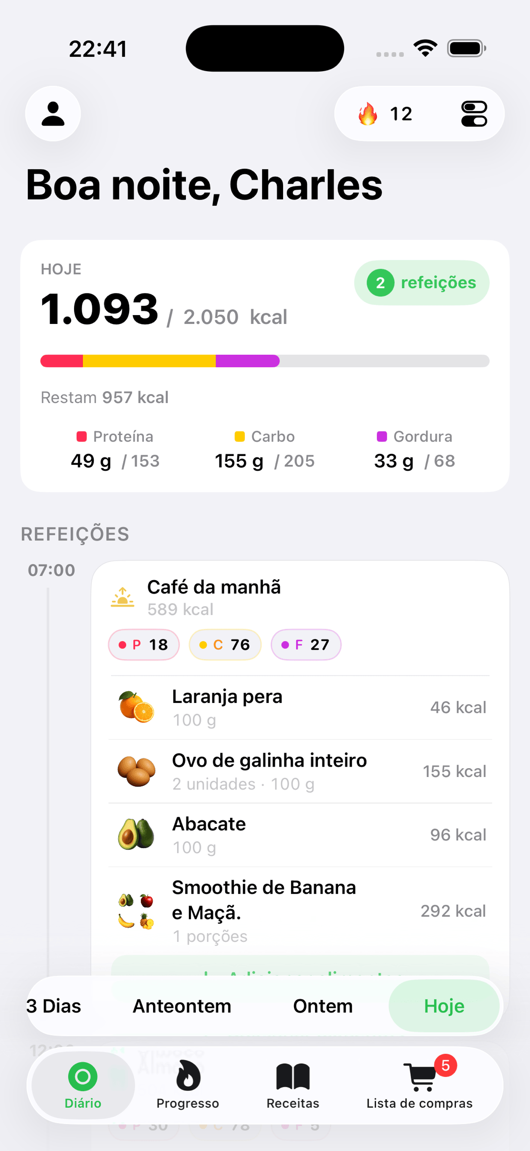 Tela do diário do Bacuri