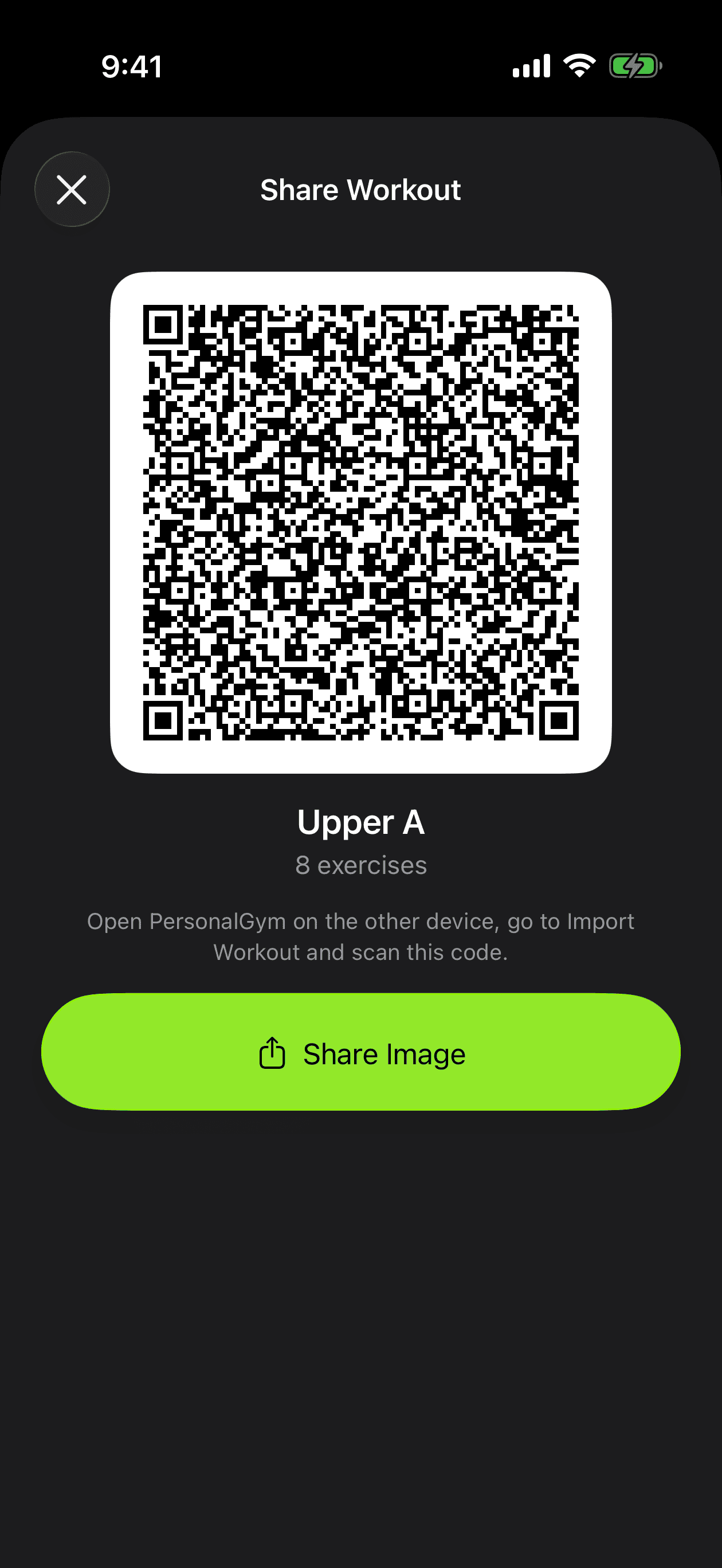 QR code for sharing the Upper A workout with another person